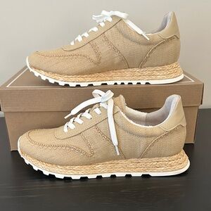 Dolce Vita Beige Canvas Espadrille-Style Sneakers with White Laces